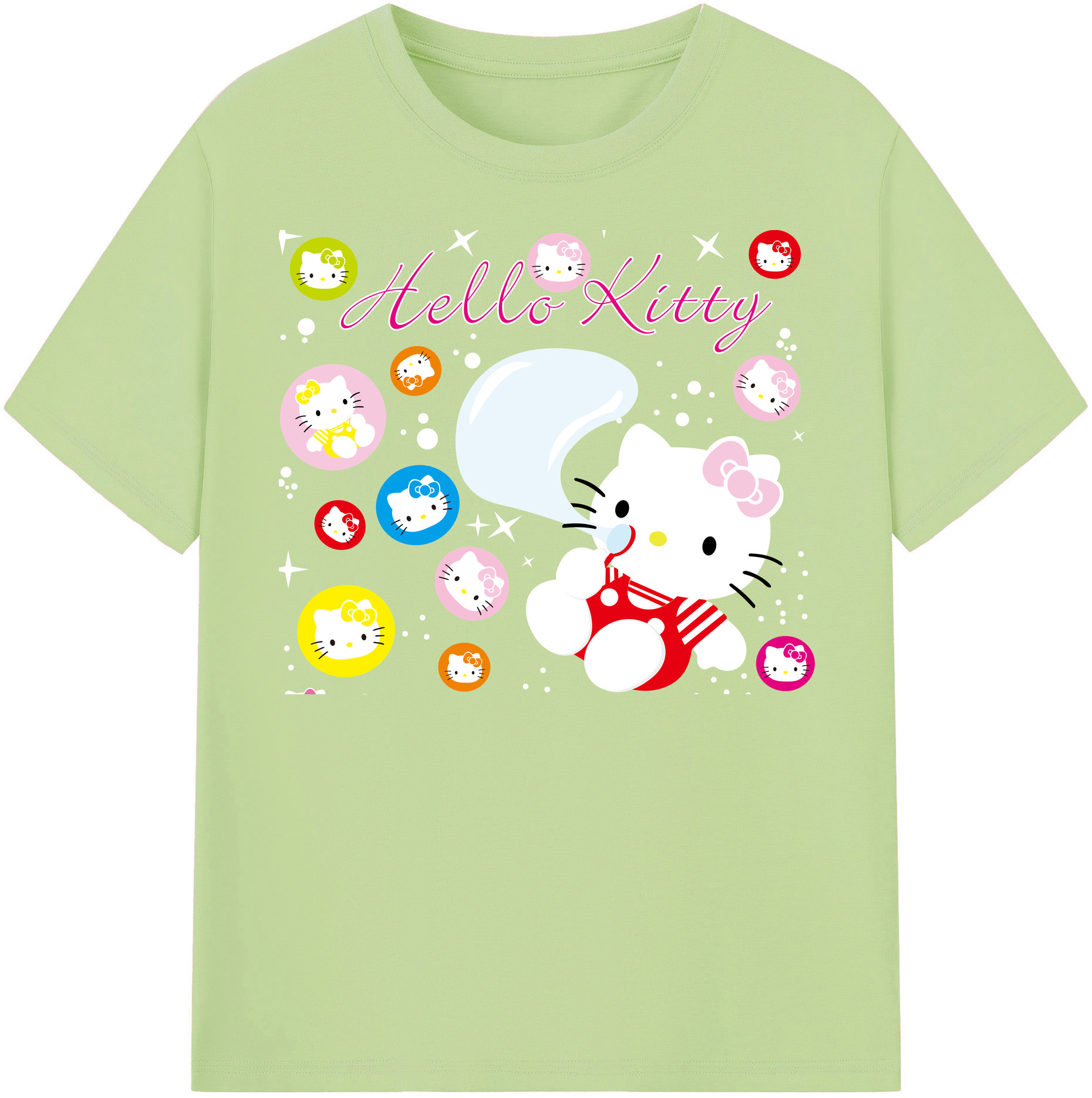 （画像用） Hello Kitty ハローキティ 綿100％半袖Tシャツ（フロントプリント）